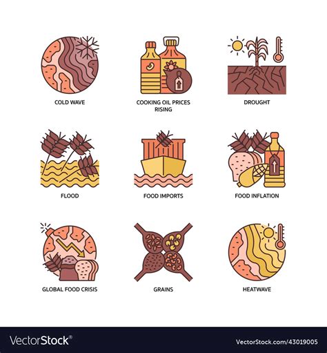 Global Food Crises Icon Set Royalty Free Vector Image