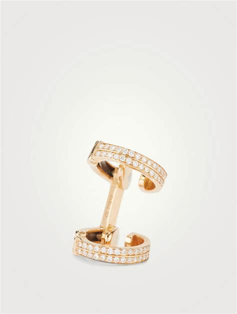 Repossi Berb Re Monotype K Rose Gold Double Band Ear Cuff With Pav