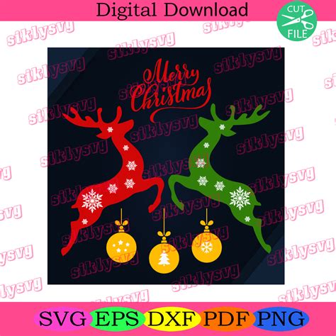 Merry Christmas Reindeer Svg Christmas Svg Reindeer Svg Silkysvg