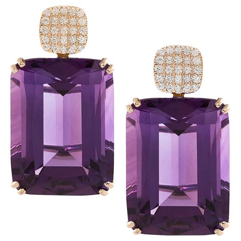 Goshwara Octagon Amethyst And Diamond Studs For Sale At 1stDibs 14k