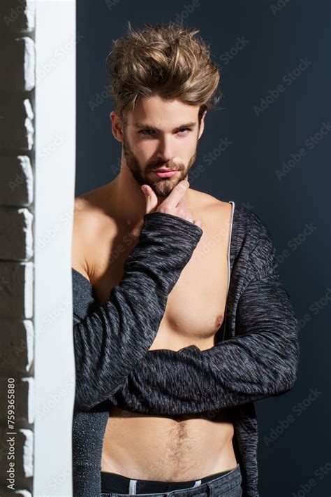 Muscular Torso Sexy Man Strong Muscle Athletic Gay Posing Naked Nude Guy Gay Model Male