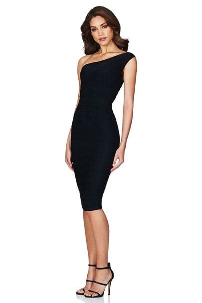 Nookie Inspire One Shoulder Midi Black