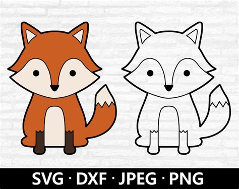 Baby Fox SVG Fox Outline SVG Woodland Animals Svg Cute Fox Etsy España