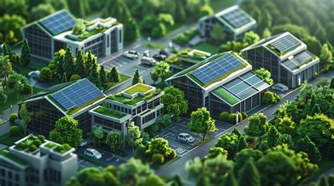 premium photo  model   building  solar panels   roof