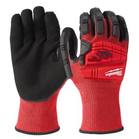 Gants Tricot Impact Cut C Gloves Enduction Nitrile Rouge Noir Tl