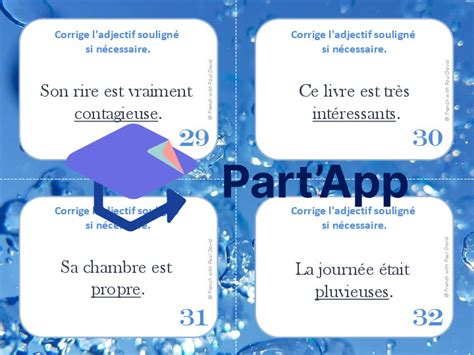 Part App L Accord Des Adjectifs Cartes T Ches