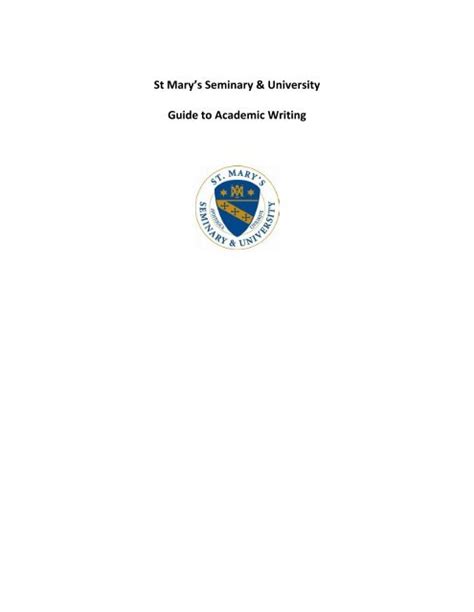 St Mary S Seminary University Guide To Academic Writing