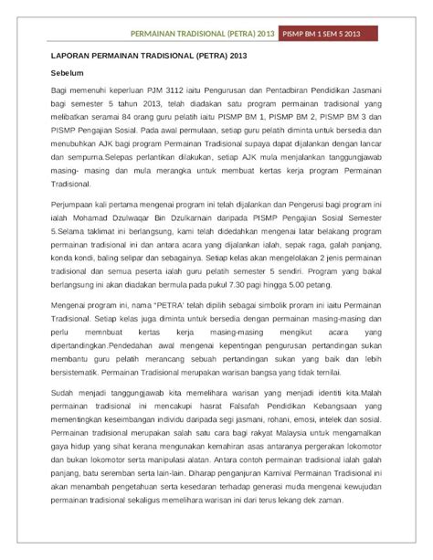 DOCX Cth Laporan Permainan Tradisional DOKUMEN TIPS