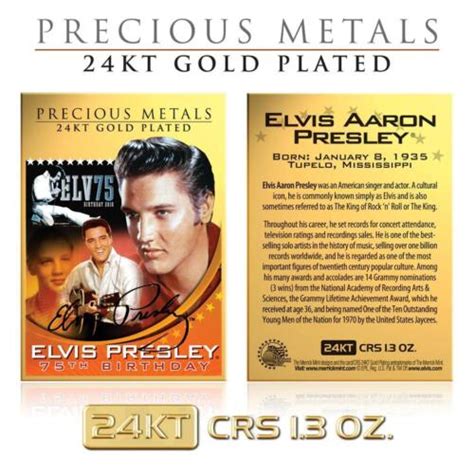 Elvis Presley Elv Kt Gold Plated Precious Metals Solid Card Crs