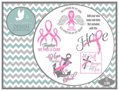 Lyrical Letters Design — Pink Ribbon Breast Cancer Awareness Hope