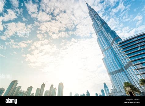 Dubai UAE December 8 2012 Burj Khalifa Vanishing In Blue Sky It