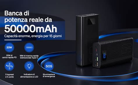 Smileader Power Bank 50000mAh22 5W Batteria Esterna A Ricarica Rapida