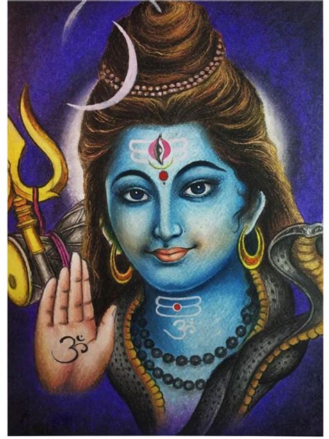 Blessing Shiva Oil Pastel Color Painting By Sanju Basu Exotic