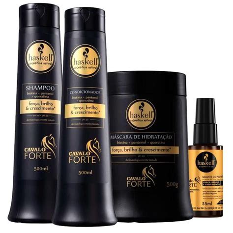 Kit Cavalo Forte Shampoo Condicionador Mascara E Selante Haskel