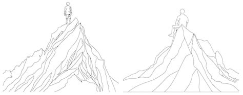 Premium Vector Continuous Line Drawing Of Winner Man On Mountain Peak