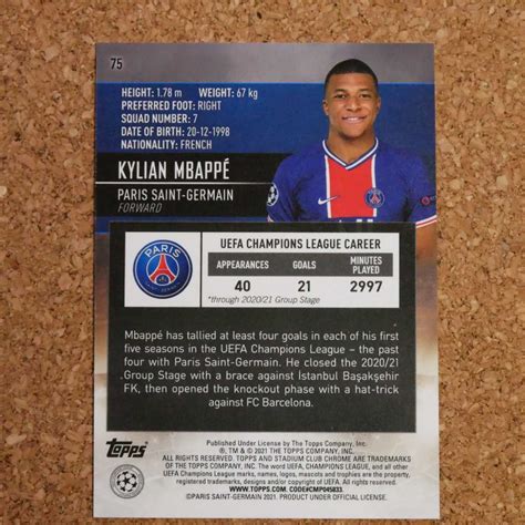 Yahooオークション Topps Stadium Club Chrome Kylian Mbappe トッ