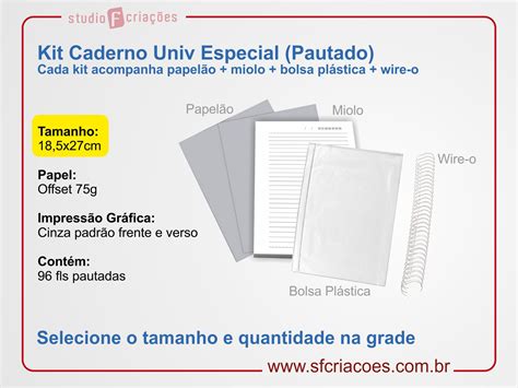 Kit Para Caderno Encadernação Mania Loja De Insumos Para Papelaria E Mais