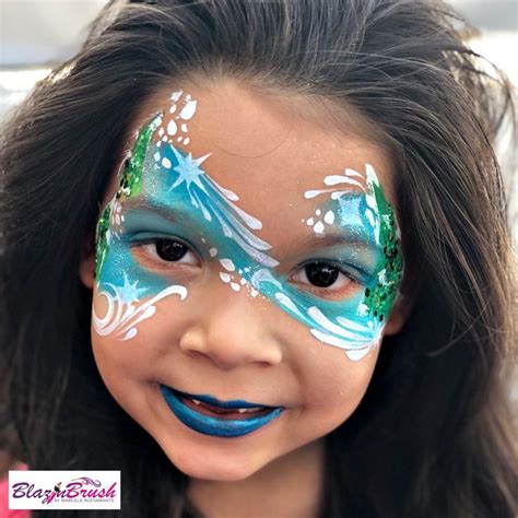 Winter Design Face Painting Idea Teal Mask Girl Face Painting Face