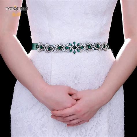 Topqueen S A White Drip Drill Bridal Party Sashes Hand Beated Wedding