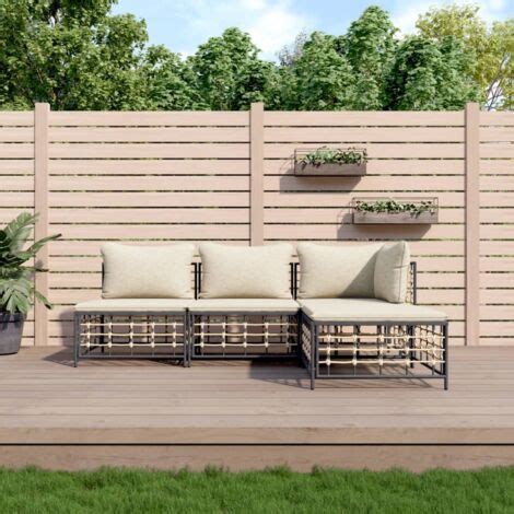 Tlg Garten Lounge Set Mit Kissen Anthrazit Poly Rattan