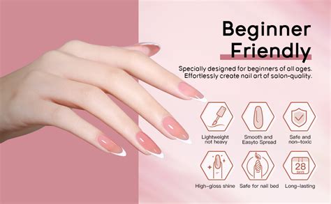 Amazon JEWHITENY Colors Poly Extension Gel Nail Kit With U V Lamp Nude Pink White Brown