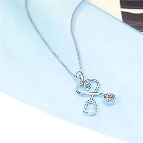 Aoboco Sterling Silver Stethoscope Necklace Infinity Heart Pendant