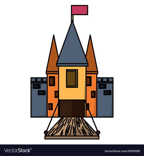 Medieval castle with drawbridge Royalty Free Vector Image