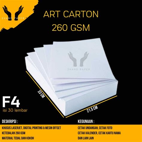 Jual Kertas Art Karton F4 260 Gsm Isi 30 Lembar Kertas Art Carton F4