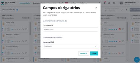 Campos Obrigat Rios Por Etapa Do Funil Rd Station Crm