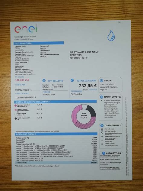 Italy Fake Utility Bill Template