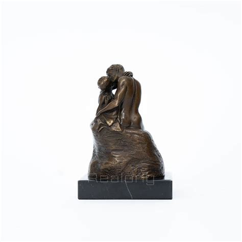 Sculpture De Baiser En Bronze Avec Base En Marbre