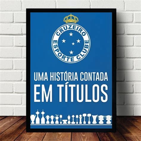 Quadro Cruzeiro Títulos A3 Moldura Preta 33 x 45 cm Elo7