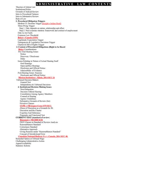 Admin Law Index Final A D M I N I S T R A T I V E L A W C O N T E N T S Theories Of Admin Law