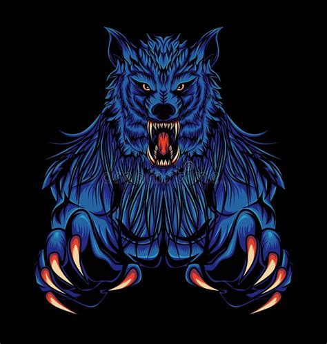 Desenho De Arte Do Vetor De Lobo Azul Ilustração Stock Ilustração de