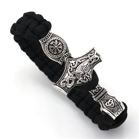 Armband Paracord Mit Thors Hammer Und Wikinger Kompass Herritage