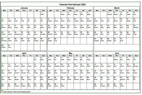 2023 Half Year Calendar To Print 2024 Calendar 2024 Calendar Free