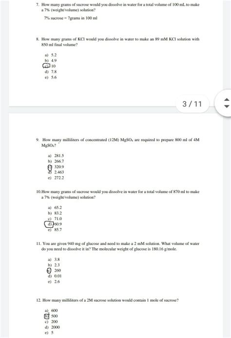 Solved 7 How Many Grams Of Sucrose Would You Dissolve In Chegg