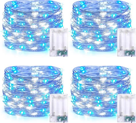 Amazon JMEXSUSS 4 Pack 50 LED Fairy Lights Battery Operated Silver