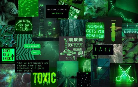 Download Dark Green Theme Aesthetic Collage Laptop Wallpaper