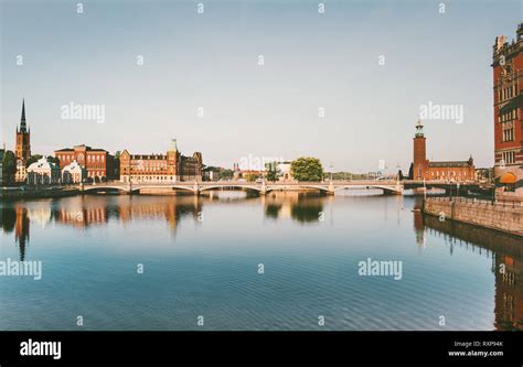 Stockholm city view water reflection touristic central popular ...