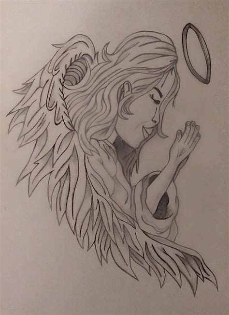 Praying angel Drawing by Evan Klaudusz