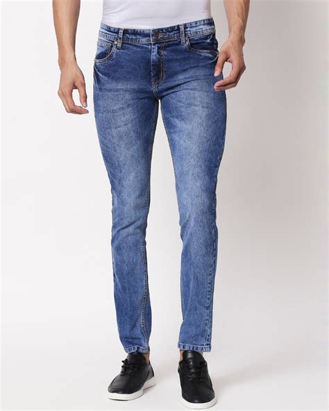 Buy Mens Blue Plus Size Slim Fit Faded Jeans For Men Blue Online At