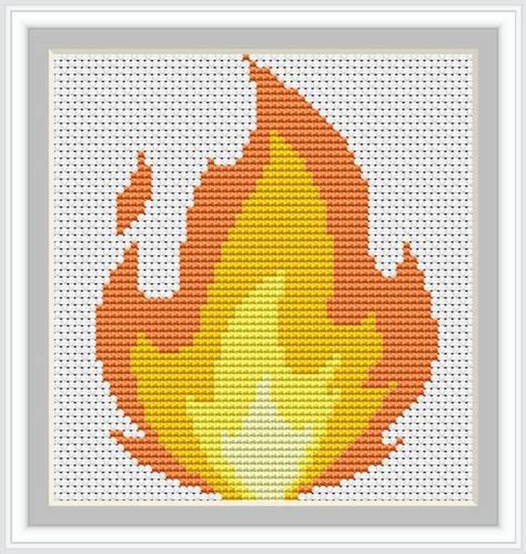 Fire Cross Stitch Pattern Digital Format Pdf Fire Embroidery Cross