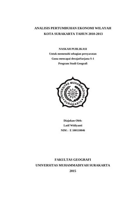 Pdf Analisis Pertumbuhan Ekonomi Wilayah Kota Eprints Ums Ac Id