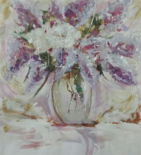 Favaro Dina Glicine E Peonie In Vaso Acrilico 50x50 Dina Paintings