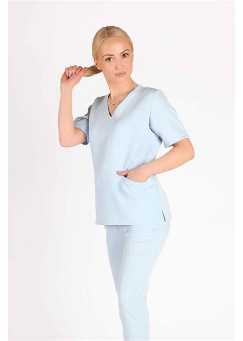 Bluza Medyczna Damska Scrubs Basic Baby Blue