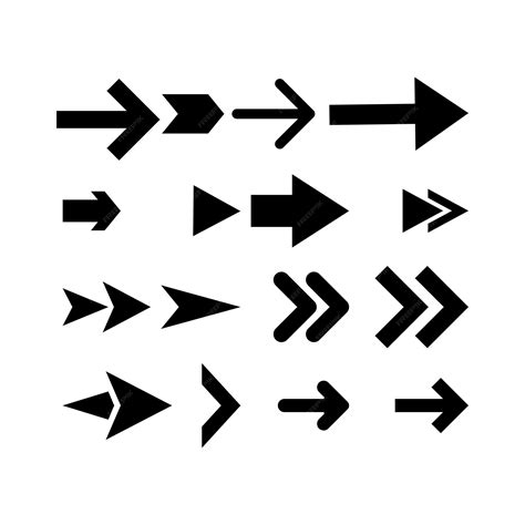 Set of black arrow symbols showing direction and movement | Premium Vector