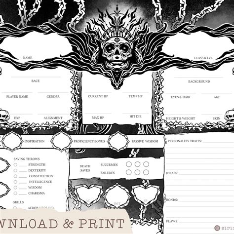 Dandd Character Sheet Necromancer Custom Character Sheets Printable