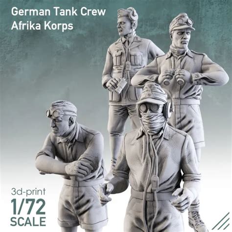 GERMAN AFRIKA KORPS Tank Crew 1 72 Scale 3D Printed Resin Model Kit EUR