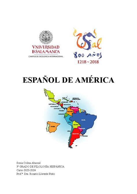 Español De America Viernes EspaÑol De AmÉrica Sonia Colina Abascal 3º Grado De FilologÍa